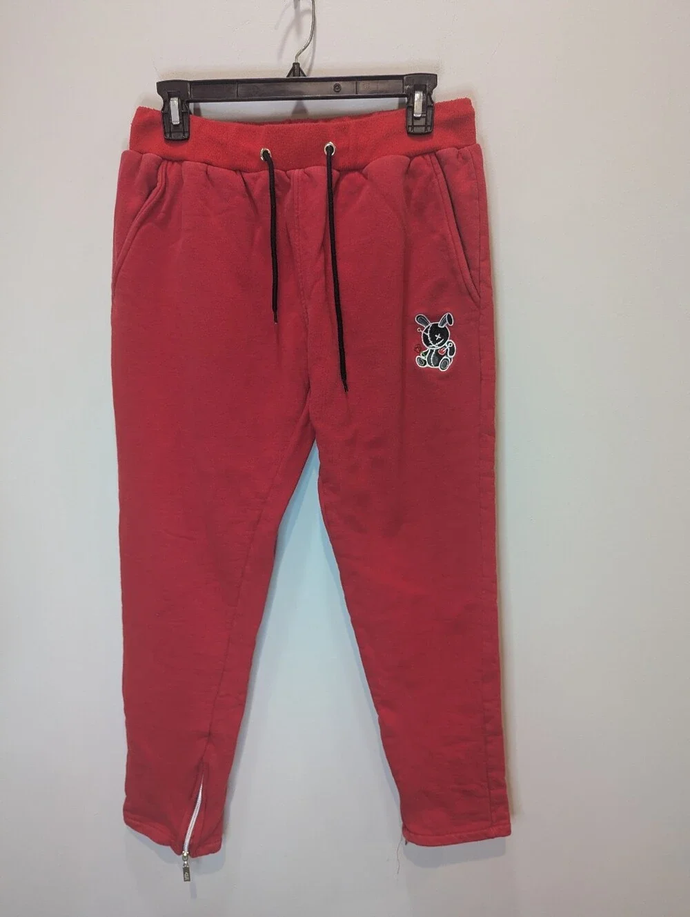 BKYS Lucky Charm Red Cotton Sweatsuit With Rhinestone Bunny Kids Size XL